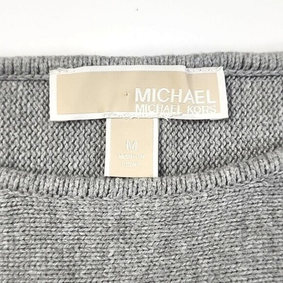 Michael Kors Women's Grey Knit Pullover Longline Sweater Side Zips Cotton Size M - Picture 7 of 13